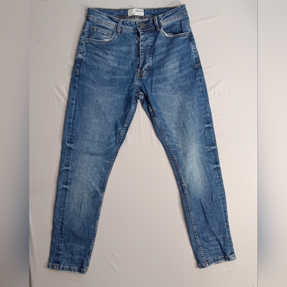 The Stronghold Jeans Mens 30x30 Blue Relaxed Tapered Denim Selvedge